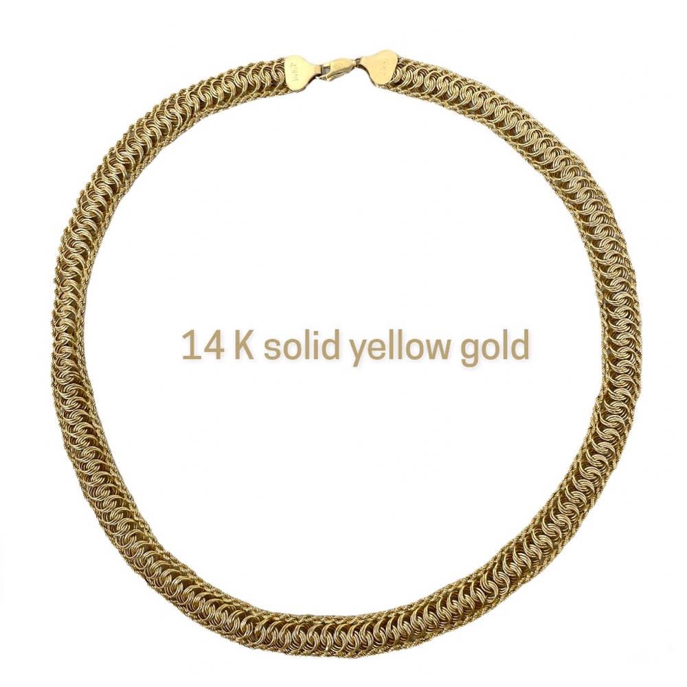Solid 14k Solid Gold Necklace, 13.4g - image 1